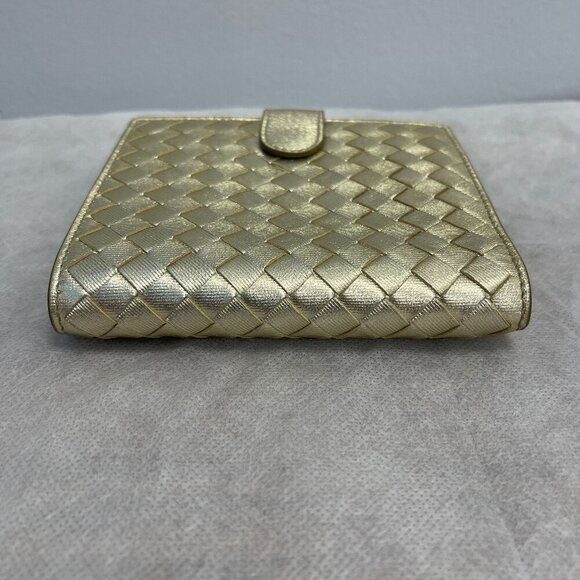 BOTTEGA VENETA Gold Intrecciato Leather Wallet with Coin Pouch - Preowned - Picture 6 of 15
